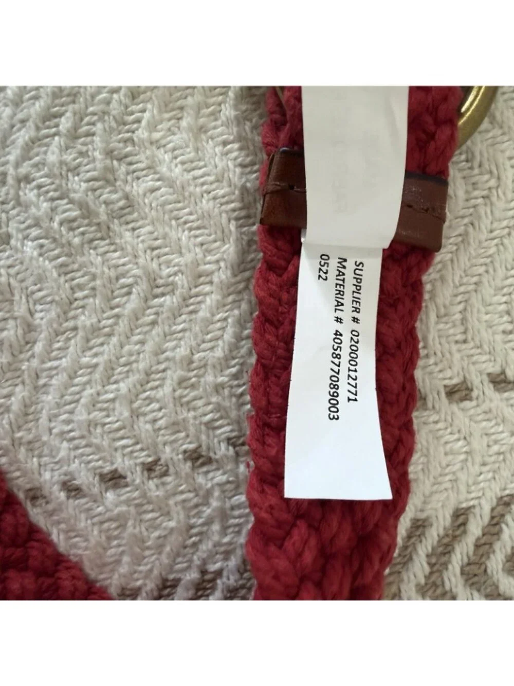 Polo Ralph Lauren Mens M Red Braided Cotton Belt Double O Ring Pony Adjustable